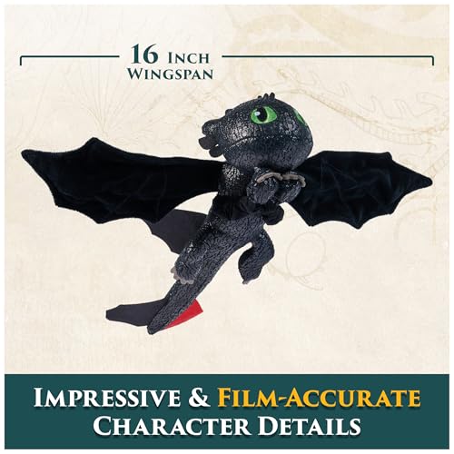 Dreamworks Dragons How to Train Your Dragon, Hug and Glide Toothless Plush Toy, 12” Dragon Stuffed Animal, Kids Toys for Boys Ages 4 and Up - Thumbnail 4
