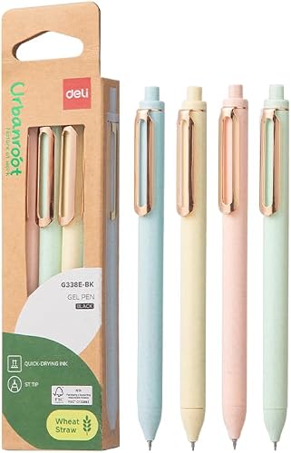 Deli Macaroon Gel Pen 0.5mm Black Ink 4PCS