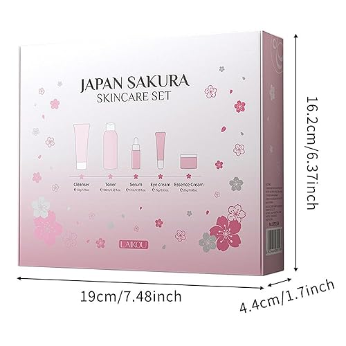 Miniatura 8 de Sakura - Kit de cuidado de la piel para adolescentes y mujeres, juego de regalo de viaje de 5 piezas con limpiador, tónico, suero, crema para los