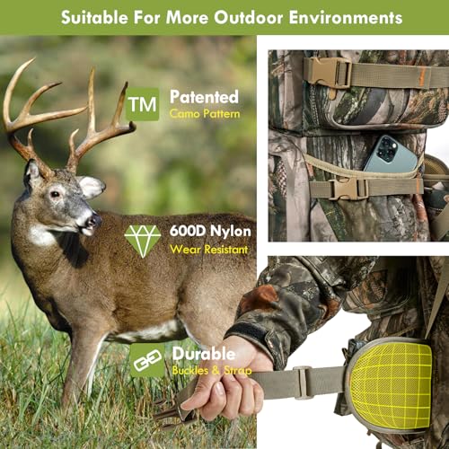 Image of Hunting Backpack for Men, 60 /80L Camo Backpack with Waterproof Rain Cover, 600D Hunting Pack for Hunters