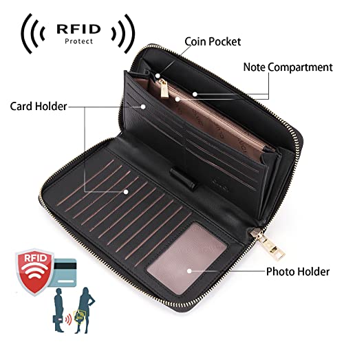 Cluci Women Wallet Large Leather Rfid Blocking Designer Zip Around Card Holder Organizer Ladies Travel Clutch Wristlet Leopard Pattern #TOP3