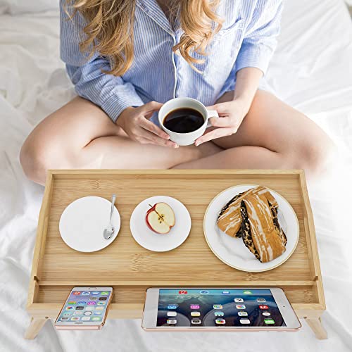 Richfire Bed Tray With Handles And Foldable Legs, Bamboo Bed Table Bed Desk, Breakfast In Bed Tray For Pad And Phone #TOP4