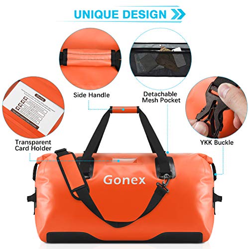 Gonex 60L Large Waterproof Duffle, Durable Travel Dry Duffel Bag for Kayaking Boating Fishing Outdoor Adventure Orange