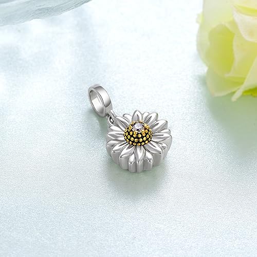 Sunflower Urn Charms 925 Sterling Silver Sunflower Urns Charm for Ashes Cremation Keepsake Ashes Memorial Charms for Women3