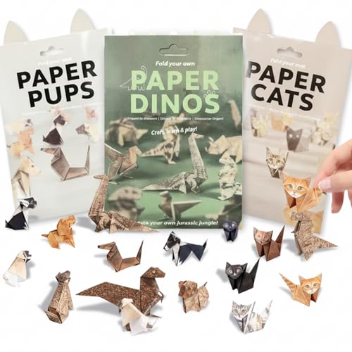 150 Sheets Origami Paper Kit, 3D Cat Dog Dinosaur Animals