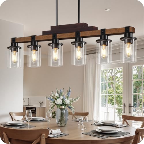 GOEBLESON 6-Light Kitchen Island Pendant with Glass Shades
