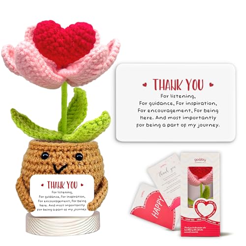 Gossby Handmade Positive Heart Flower Crochet - Thank You for Listening - Knitted Decor - Thank You, Appreciation, Positive Gift for Women, Teacher, Mom, Friend, Coworker - Christmas, Birthday Gift