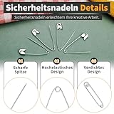 MASPHY 200 Stück Sicherheitsnadeln Set, 4 Größen klein, mittel, groß Sicherheitsnadeln für Kleidung Kunsthandwerk, Schmuckherstellung und Nähen