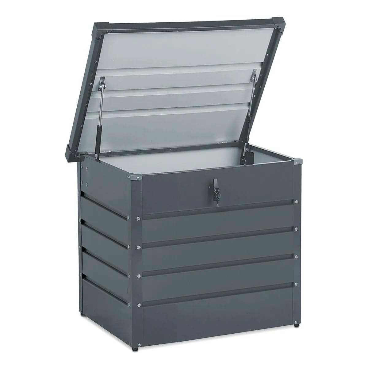Divit Outdoor Metall Aufbewahrungsbox AB2 Gartentruhe verschließbar 200 Liter - Grau