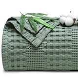 PHF Cooling Waffle Blanket Queen Size, Lightweight 60% Rayon from Bamboo & 40% Cotton Breathable Blanket for Hot Sleepers, Spring & Summer Use, Soft Luxury for Bed Couch Sofa, 90'x90', Slate