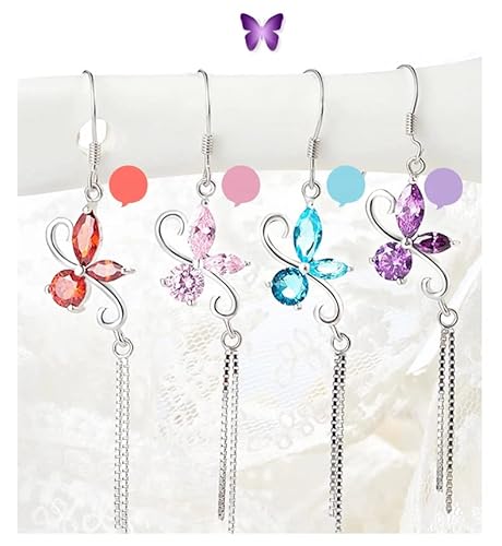 S925 Sterling Silver Butterfly Earring For Women,Cute And Charm Jewelry Gift For Women Teen Girls (Pink) #TOP6