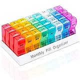 Monthly Pill Organizer Box - Daily Pill Box 32 Compartments for Each Day, AM PM Pill Organizer Container for Vitamin Pills, Fish Oil, Calcium Tablets, Prescription Arthritis Pills, Supplements