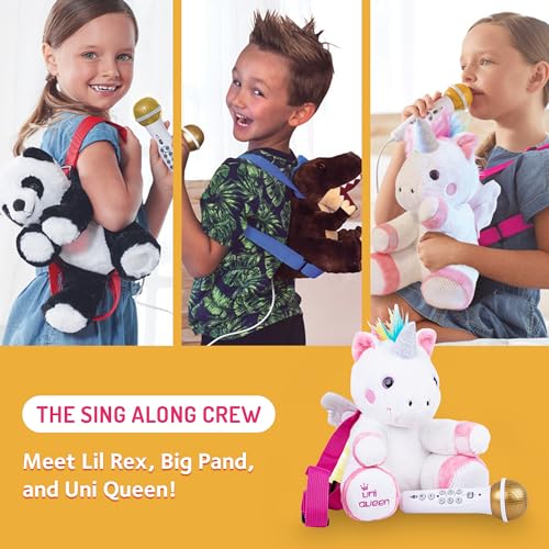 Singing Machine Presents The Sing Along Mochila de pelúcia com alto-falante e microfone com músicas,