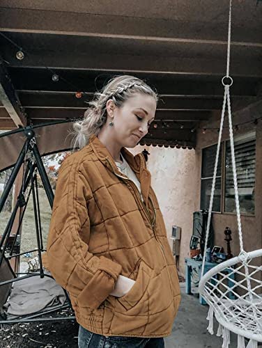ETCYY Women's Causal Lightweight Quilted Jackets Long Sleeve Oversized Warm Winter Zip Up Coat with Pockets3
