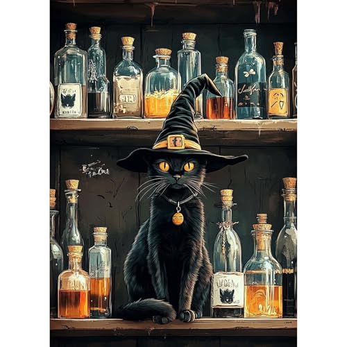 TOSTOG Diamond Painting Kits for Adults,Magic Kitten DIY Diamond Art Kit Full Drill Diamond Crystal Rhinestone Arts and Crafts Picture for Home Wall Decor 30x40cm