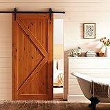  AllRight Schiebetürbeschlag Schiebetürsystem Set Holz Glasschiebetür Komplettset Schwarz Edelstahl Laufschiene Pfeilförmig 183cm Belastbar bis zu 130kg für Türbreite bis 900 mm Zubehörteil Montageset