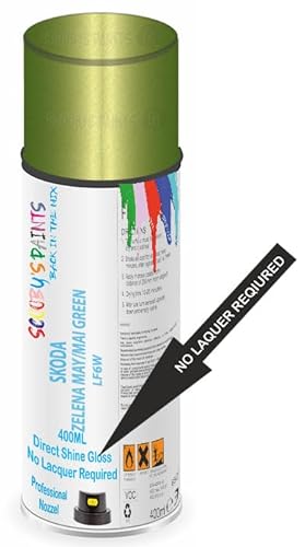 SCOOBYS PAINTS BACK IN THE MIX Direct Gloss Aerosol Spray Paint For Skoda Zelena Khaki/Khaki Green Code: Lf6V No Lacquer Required