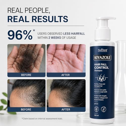 Image of Anti-Hairfall Shampoo 100ml | Controls Hairfall & Promotes Hair Growth | Anagain + Caffeine + Collagen & Keratin | Paraben & Sulphate Free for Dry and Frizzy Hair | Hair Fall Control Shampoo for Women & Men | For All Hair Types
