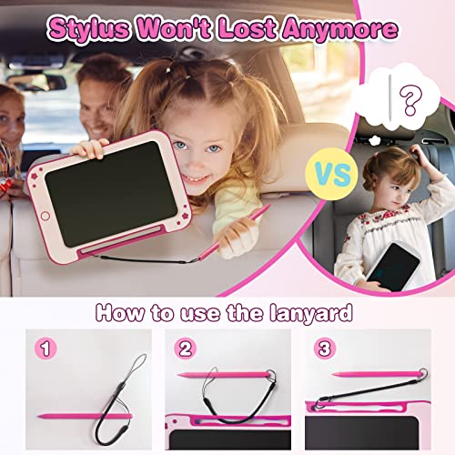 Tekfun Toddler Kids Toys Gifts - 8.5 Inch Lcd Writing Tablet Kids Doodle Board With Stickers Colorful Drawing Tablet, Kids Birthday Gifts Educational Toys For 2 3 4 5 6 Years Old Girl Boy (Pink) #TOP2
