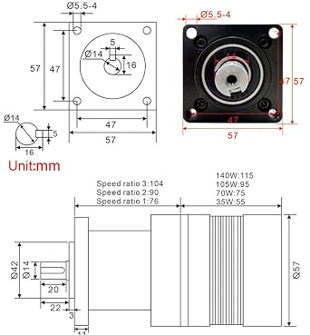 QIWO 24V DC Brushless Deceleration Planetary Reducer PLC/PWN/Potentiometer Speed Regulation 105W Deceleration Motor,57-24V 105W+BLD-120+Ratio 30