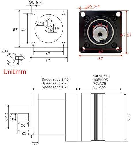 QIWO 24V DC Brushless Deceleration Planetary Reducer PLC/PWN/Potentiometer Speed Regulation 105W Deceleration Motor，57-24V 105W+BLD-120+Ratio 30