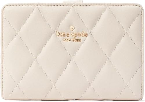 Kate Spade Carey - Cartera plegable de cuero acolchado suave (pergamino), tamaño mediano, Pergamino, Cartera compacta
