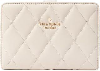 Kate Spade Carey Smooth Quilted Leather Medium Compact Bifold Wallet (Parchment)