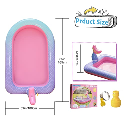 Ancesfun 65" Mermaid Splash Pad & Sprinkler for Kids, Large Outdoor Water Play Mat Summer Inflatable Wading Pool, Fun Sprinkler Water Toys Gifts for Toddlers Babies Boys Girls Age 3+ -Pink by Ancesfun - Image 3
