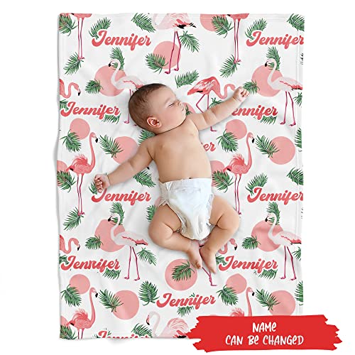 Jump Up Personalized Flamingo Baby Blanket,Pink Flamingo Blanket,Girls Flamingo Blanket,Flamingo Fleece Throw Blanket,Pink Flamingo Blanket,Baby Blanket Name, Customized Baby Blanket For Girl #TOP2