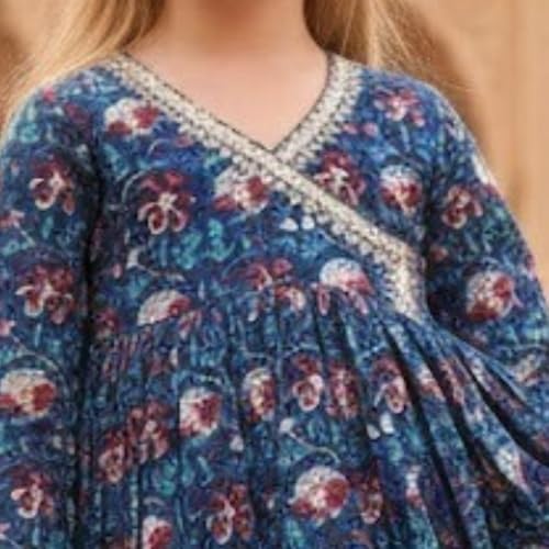 Image of A.T.U.N. (ALL THINGS UBER NICE) Girls Premium Cotton Kurti Sharara Combo Set | Vibrant Ethnic Traditional Print | Comfortable Festive Cultural Outfit for Kids