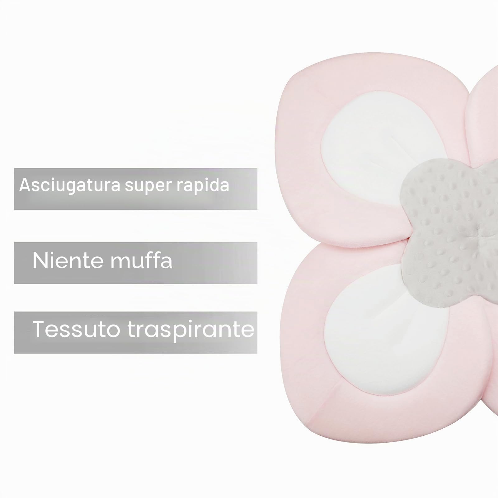 PandaEar Pad da Bagno per Bambini Neonati | Petali di Fiore Morbidi per Vasca da Bagno, Regalo Essenziale per la Doccia (Rosa)