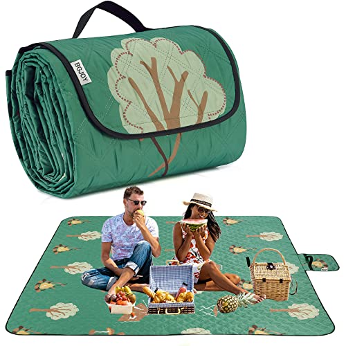 BGJOY Large Beach Blanket Waterproof Sandproof Picnic Blankets Outdoor Blanket Foldable Beach Mat Sandfree with Carry Strap Lightweight Beach Blankets fit 2-4 Adults for Beach Camping Grass Lawn Park