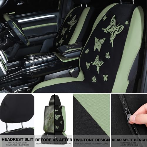 image for BBTO 43 Pcs Butterfly Car Seat Full Set Butterfly Car Accessories for 