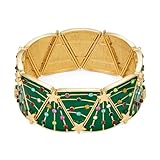 ENSKEFEN Christmas Tree Bracelets for women Holiday Colorful Crystal Rhinestones Bangles Chunky Green Xmas Elastic Stretch Bangle Bracelet