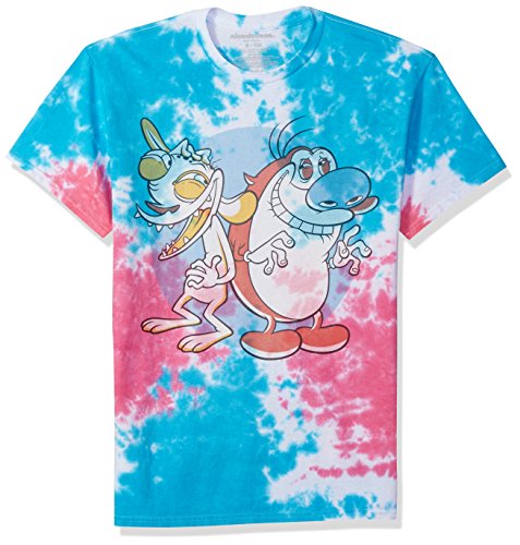 Nickelodeon Men's Ren Short Sleeve Graphic T-Shirt, Red & Stimpy Tie Dye, L