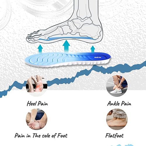 Image of Wonder Care Memory Foam Shoe Insoles For Women Shock Absorbing Sports Shoe Insoles For Men And Women Cuttable Soft Breathable Honeycomb Orthotic Replacement Inserts (Size 3-4 UK)