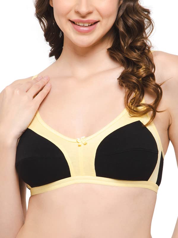 Image of Clovia Women's Cotton Spandex Solid Non-Padded Full Cup Wire Free Full Figure Bra - Black