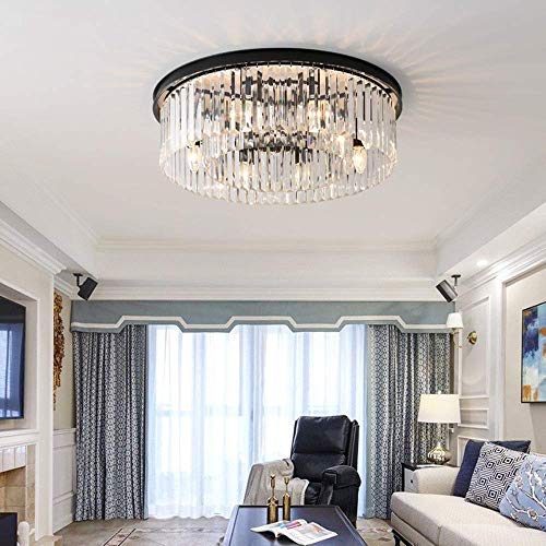 Lustre cristal pour éclairer un grand salon sombre plafonnier LED rond de villa E14