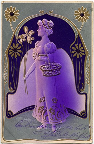 Primi anni 1900 Serina - Bergamo, Disegno di profilo di donna - FP COL VG Cartolina Postale