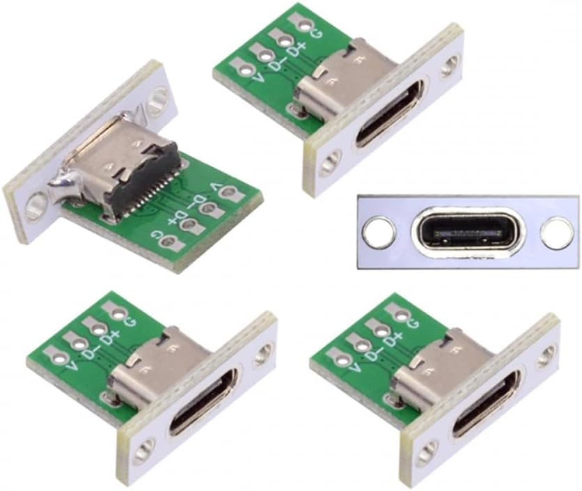 CY Connector 5pcs/Set DIY OEM Type C Female Socket Connector Panel Mount Type with PC Board 24pin USB 2.0 Pinout image 2