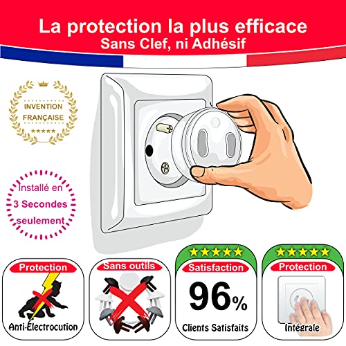 [Pack x10] Cache Prise Bebe Français [ sans Clef Ni Adhésif] - INVENTÉ ET FABRIQUÉ en France - Guide Sécurité Bébé - Protection Enfant - Cache-Prise Électrique Maison Puériculture – vue 3