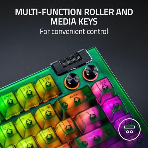Razer BlackWidow V4 75% Mechanical Gaming Keyboard: Hot-Swappable Design - Compact & Durable - Orange Tactile Switches - Chroma RGB - MF Roller & Media Keys - Comfortable Wrist Rest - Phantom Green by Razer - Image 6