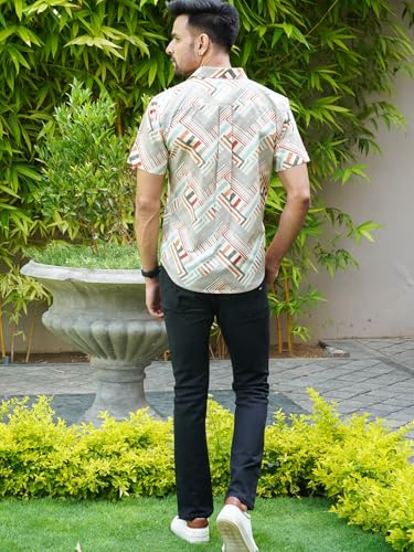 Image of Men's Multicolor Cotton Checked Casual Printed Shirt