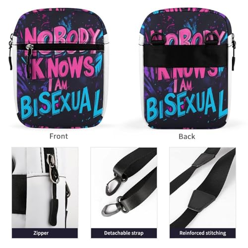 Nobody Knows I Am Bisexual Women's Cute Small Mini Crossbody Bag Top Zip Sling Square Shoulder Bags3