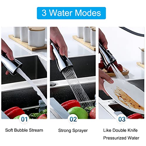 Universal Kitchen Faucet Head Sink Aerator Faucet Replacement Parts Pull Down Faucet Sprayer Head Big Angle Rotatable Anti -Splash Faucet Extender for Regular Faucet and Pull Down Faucet with Adapter - Thumbnail 2