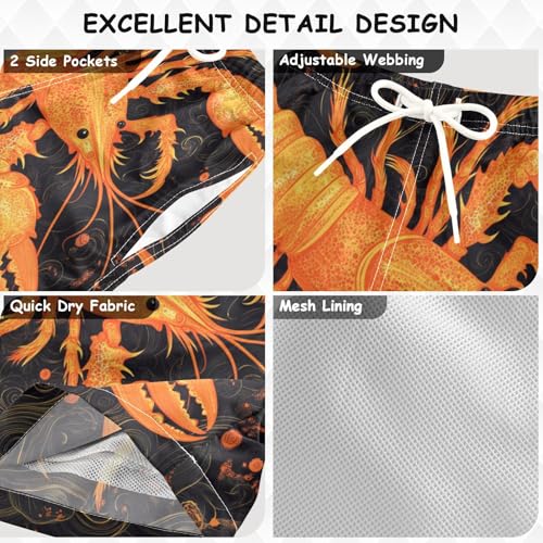 Pigsaly Boys Swim Trunks Cute Lobster Sparkle Boys Board Shorts Swimsuit Swimwear Summer Bathing Suit 3T Multicolor3