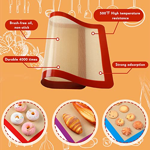 10 Pieces Non Stick Silicone Baking Mat Silicone Baking Sheets For Oven Silicone Pastry Mat Baking Sheet Liner For Cookie Cooking Kitchen Half Sheet Size 11.81 X 15.75 Inches, Multicolor #TOP2