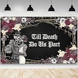 AIBIIN Till Death Do Us Part Halloween Wedding Decorations Backdrop 6x3.6ft