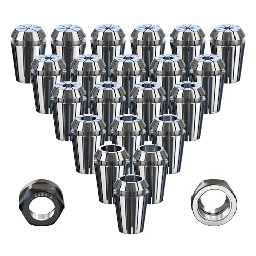 HUHAO 22Pcs ER20 Spring Collet Set, 1/4" High Precision Spring Chucks For CNC Milling Engraving Chuck Lathe Tool Holder Workholding Engraving by HUHAO - Used condition - US$104.49