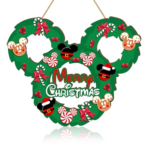 Christmas Mouse Door Sign Decorations, Merry Christmas Wooden Door Hanging